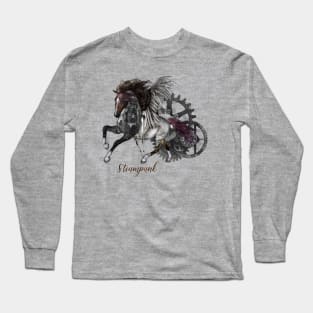 Wonderful steampunk horse with wings Long Sleeve T-Shirt